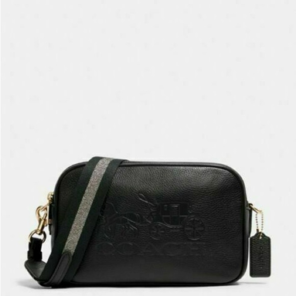 Coach Black Leather Shoulder Bag with Gold Hardware